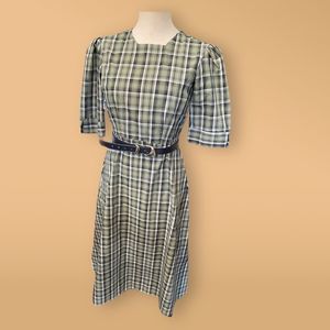 NWOT Handmade Green Plaid Cape Dress Cottagecore XS